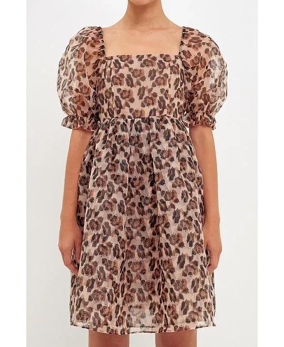 Women's Organza Leopard Dress
