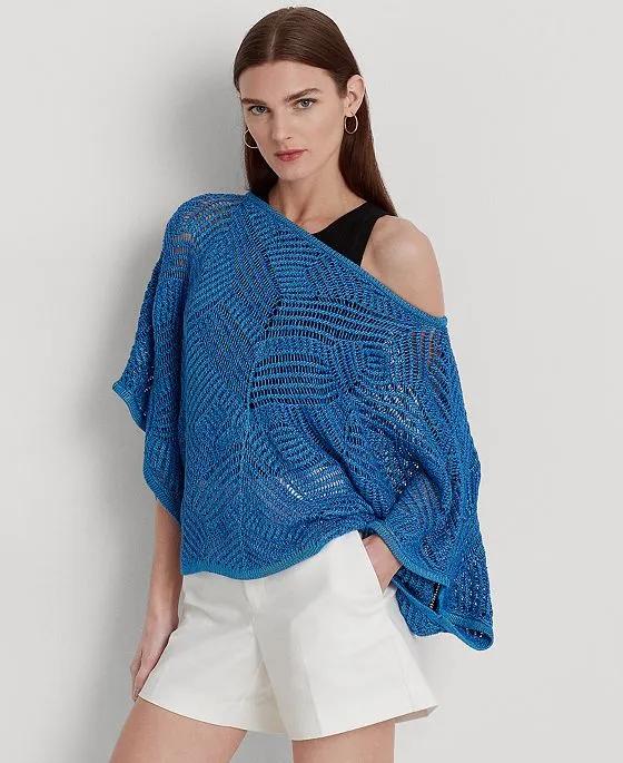 Women's Oversize Cotton-Blend Mesh Sweater