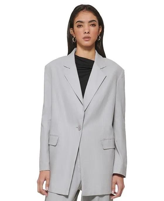 Women's Oversized Notched-Collar Single-Button Blazer