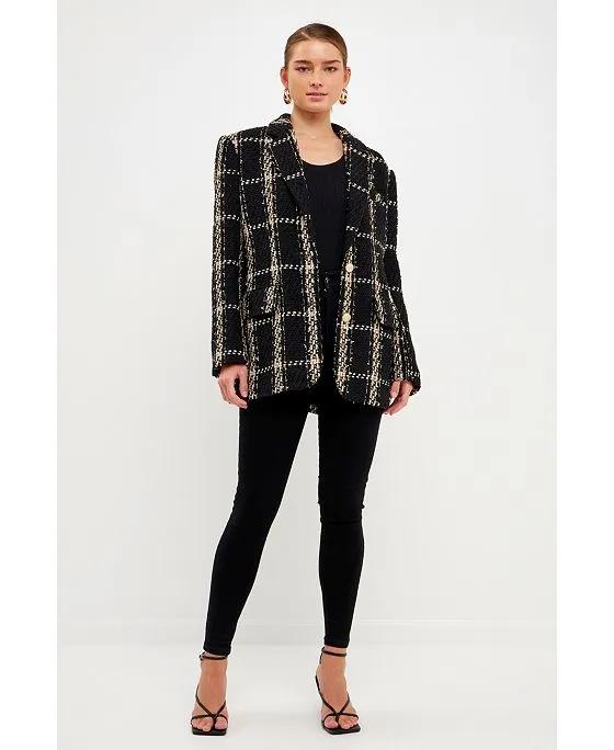 Women's Oversized Tweed Blazer