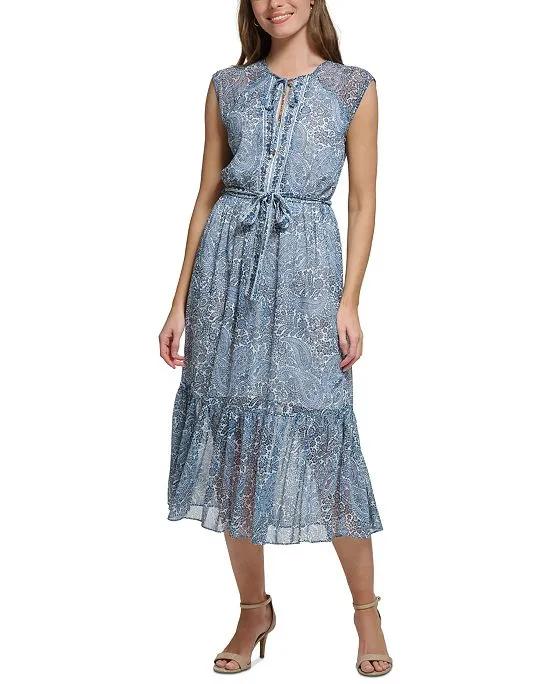 Women's Paisley-Print Midi Dress