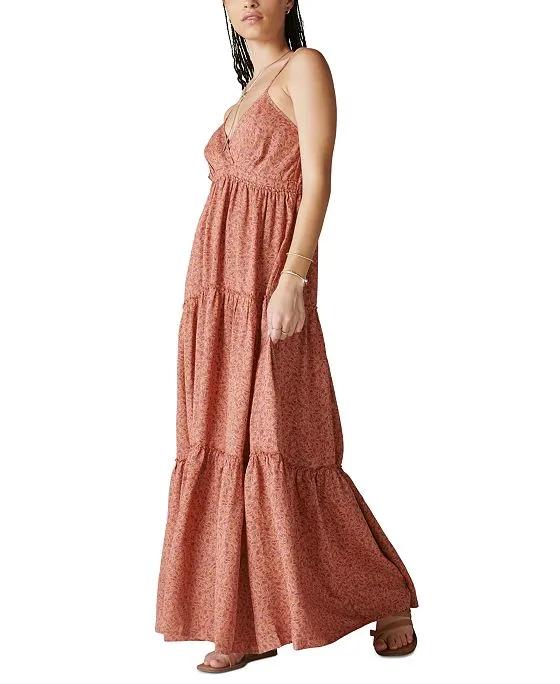 Women's Paisley-Print Tiered Maxi Dress