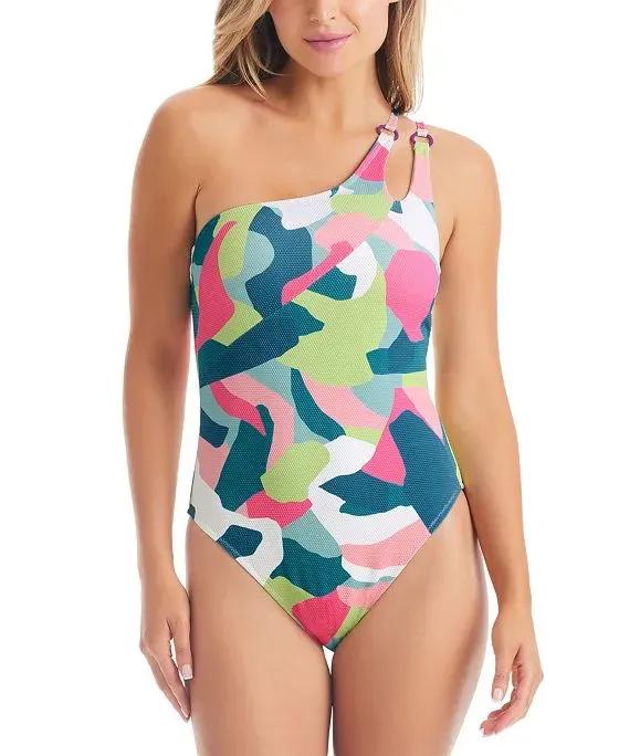 Women's Peaks And Valleys Slashed One-Shoulder One-Piece Swimsuit