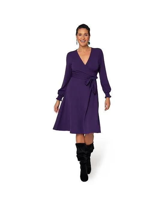 Women's Perfect Wrap Blouson Sleeve Dress