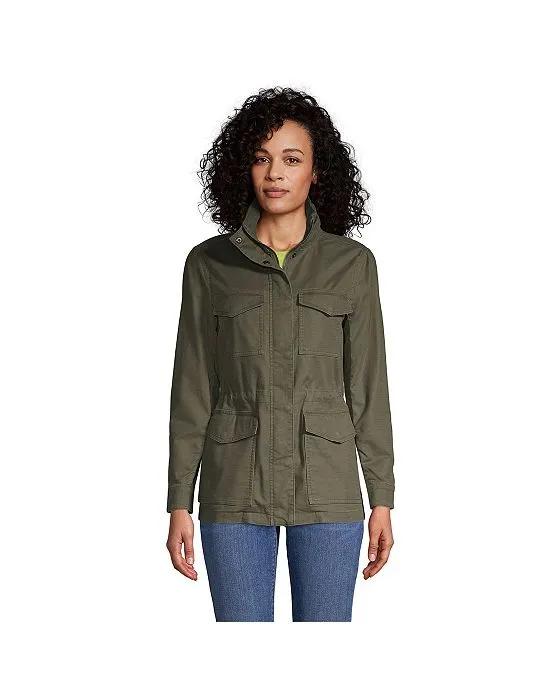 Women's Petite Cotton Hooded Jacket with Cargo Pockets
