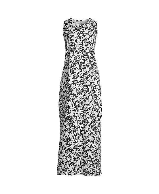 Women's Petite Cotton Jersey Sleeveless Swim Cover-up Maxi Dress