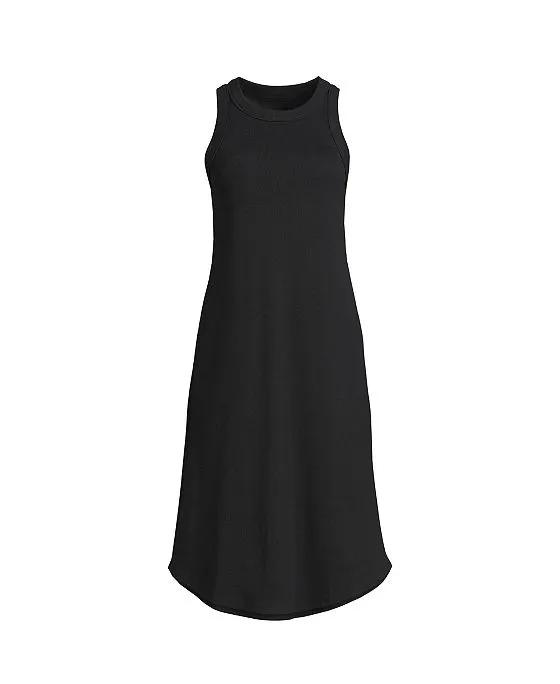 Women's Petite Cotton Rib Sleeveless Midi Tank Dress