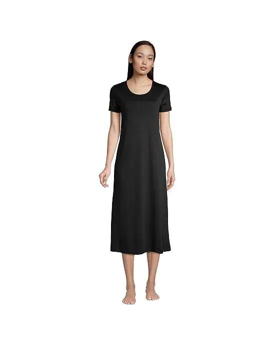 Women's Petite Supima Cotton Short Sleeve Midcalf Nightgown Dress