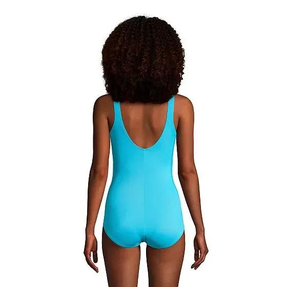 Women's Petite Tummy Control Scoop Neck Soft Cup Tugless One Piece Swimsuit