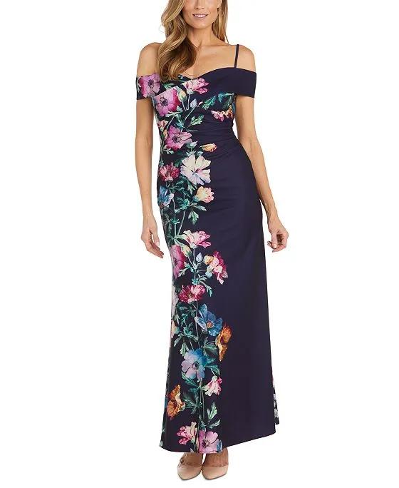 Women's Placed Floral-Print Off-The-Shoulder Gown