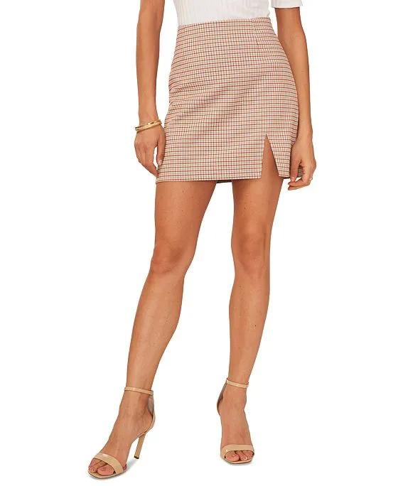 Women's Plaid A-Line Mini Skirt with Side Slit