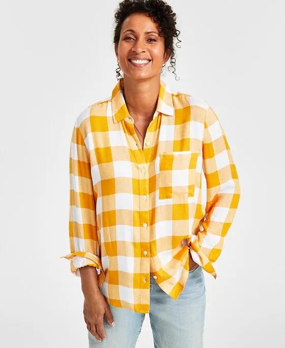 Women's Plaid Button-Up Shirt, Created for Macy's