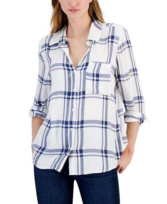 Women's Plaid Button-Up Shirt, Created for Macy's