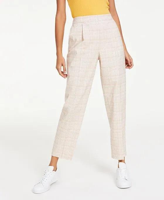 Women's Plaid Pull-On Ankle Pants, Created for Macy's 