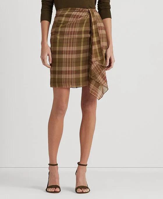 Women's Plaid Ruffle-Trim Georgette Skirt