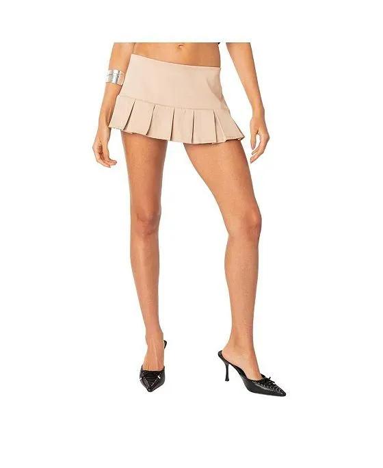 Women's Pleated Hem Mini Skirt