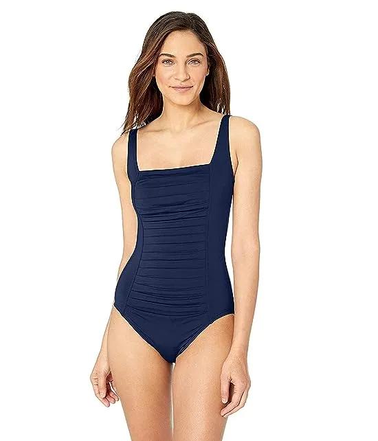 Women's Pleated One Piece Swimsuit