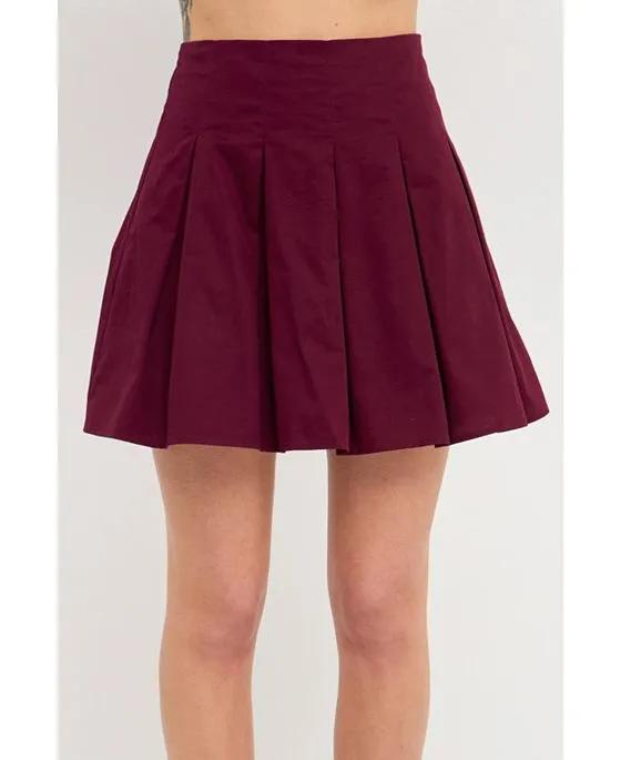 Women's Pleated Waist Mini Skirt