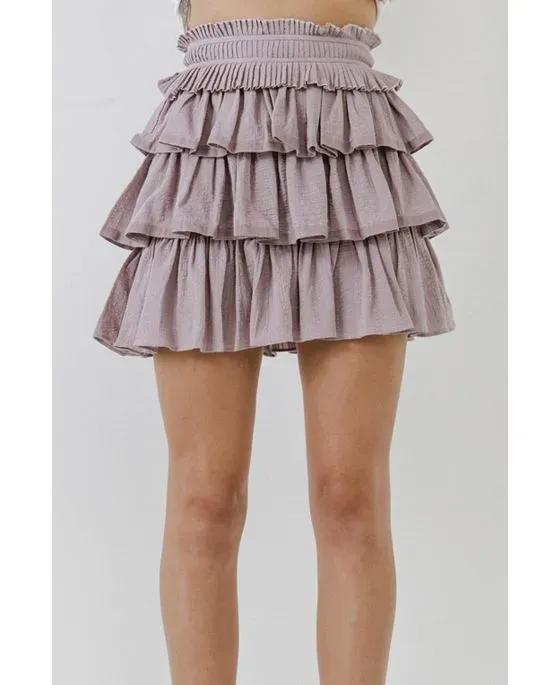 Women's Pleated Waist Mini Skirt