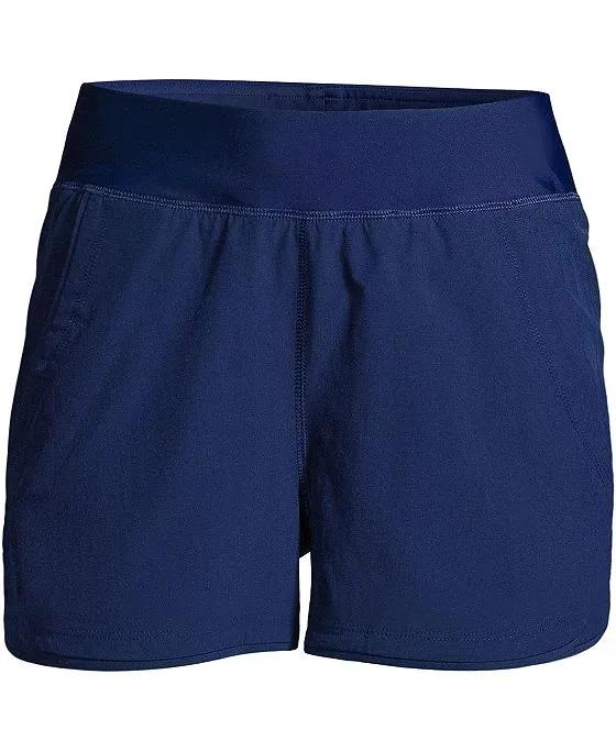 Women's Plus Size 3" Quick Dry Elastic Waist Board Shorts Swim Cover-up Shorts with Panty
