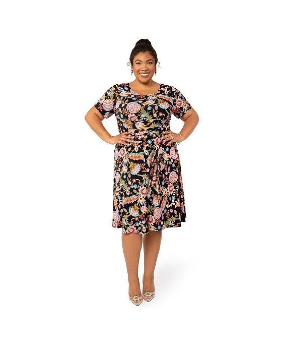 Women's Plus Size Brittany Short Sleeve Fit And Flare Dress