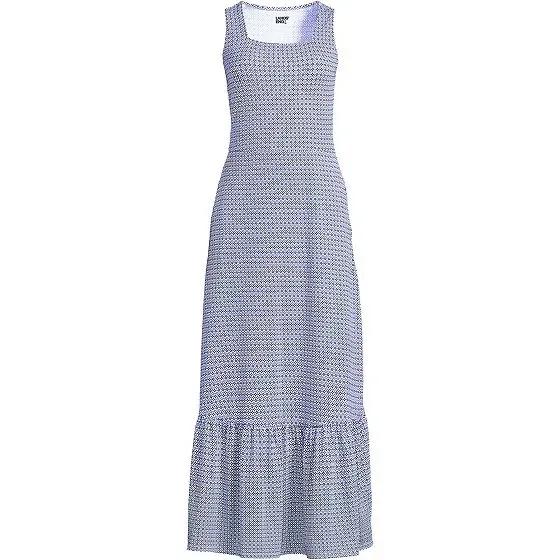 Women's Plus Size Cotton Modal Square Neck Tiered Maxi Dress