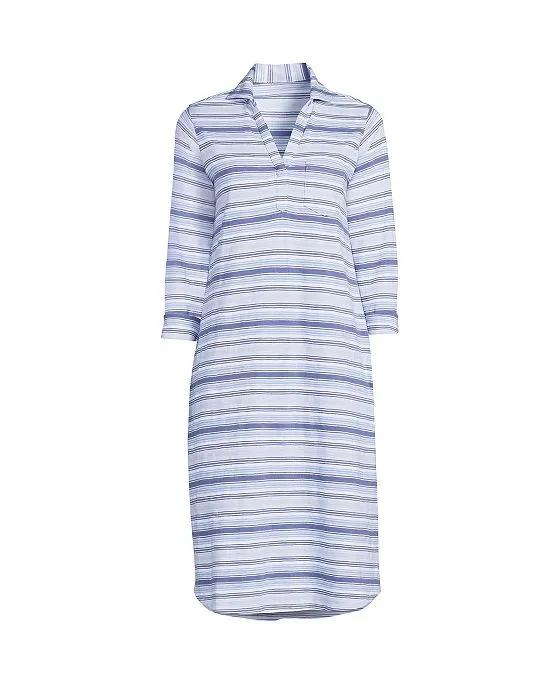 Women's Plus Size Cotton Slub 3/4 Sleeve Polo Dress