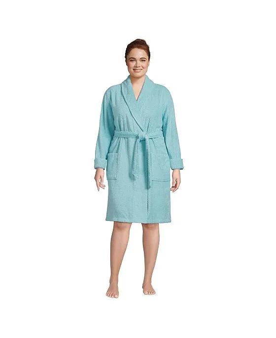 Women's Plus Size Cotton Terry Knee Length Spa Bath Robe