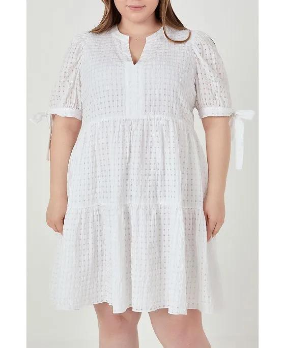 Women's Plus size Gingham Tiered Mini Dress