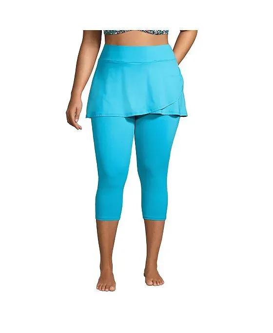 Women's Plus Size High Waisted Modest Swim Leggings with UPF 50 Sun Protection