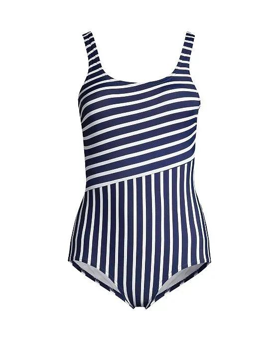 Women's Plus Size Long Tugless One Piece Swimsuit Soft Cup Print
