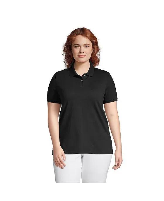 Women's Plus Size Mesh Cotton Short Sleeve Polo Shirt