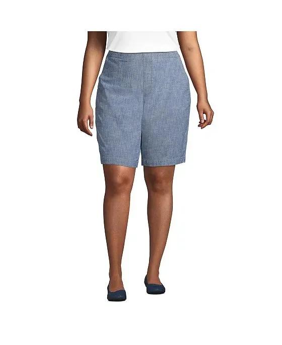 Women's Plus Size Mid Rise Elastic Waist Pull On 10" Knockabout Chino Bermuda Shorts