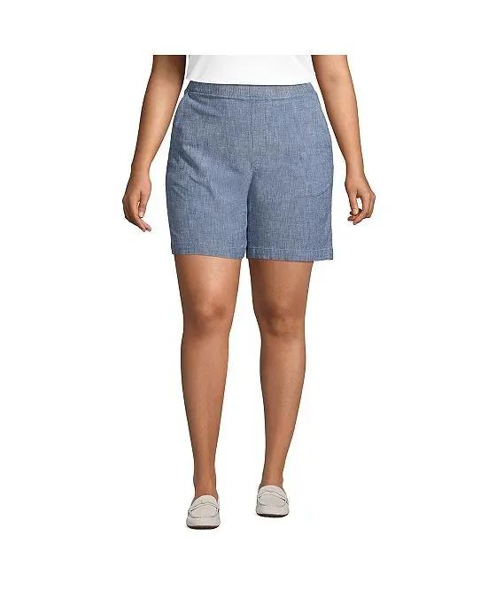 Women's Plus Size Mid Rise Elastic Waist Pull On 7" Knockabout Chino Shorts