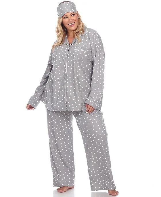 Women's Plus Size Pajama Set, 3 Piece