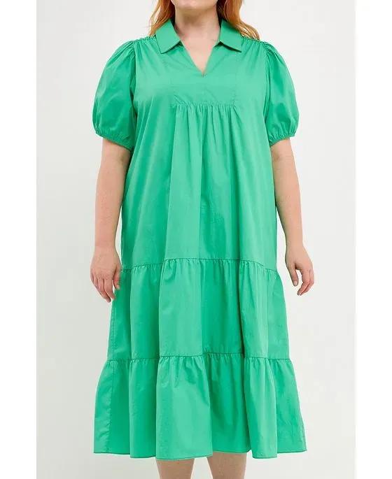 Women's Plus size Poplin Midi Dress