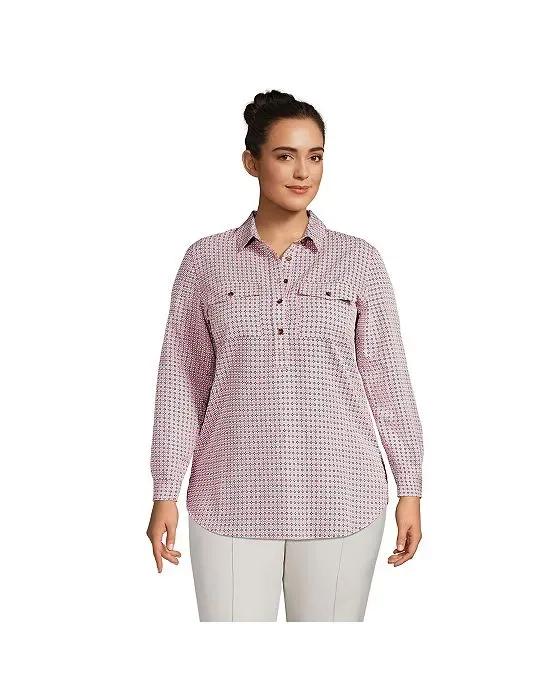 Women's Plus Size Relaxed Long Sleeve Tunic Top
