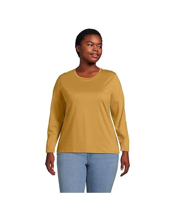 Women's Plus Size Relaxed Supima Cotton Long Sleeve Crewneck T-Shirt