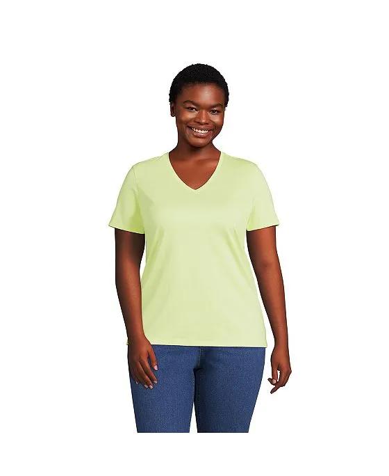 Women's Plus Size Relaxed Supima Cotton Short Sleeve V-Neck T-Shirt