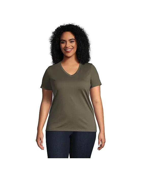 Women's Plus Size Relaxed Supima Cotton Short Sleeve V-Neck T-Shirt