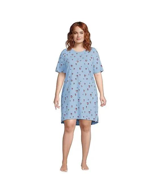 Women's Plus Size Short Sleeve Above the Knee Knit T-Shirt Nightgown