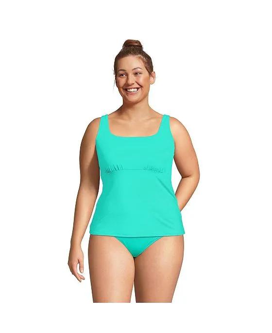 Women's Plus Size Square Neck Underwire Tankini Swimsuit Top Adjustable Straps