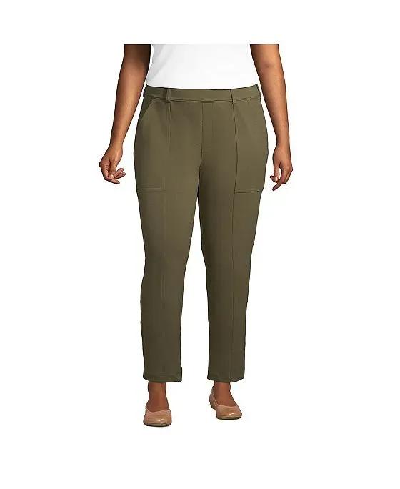 Women's Plus Size Starfish Mid Rise Elastic Waist Pull On Utility Ankle Pants