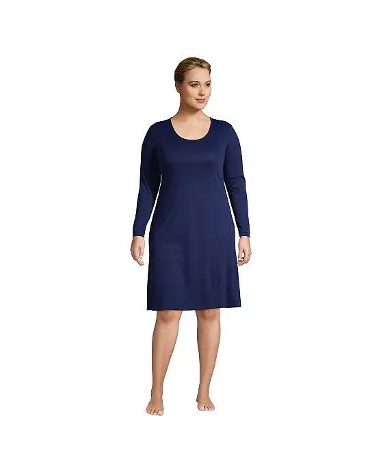 Women's Plus Size Supima Cotton Long Sleeve Knee Length Nightgown