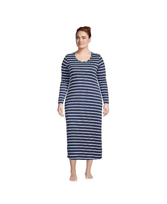 Women's Plus Size Supima Cotton Long Sleeve Midcalf Nightgown