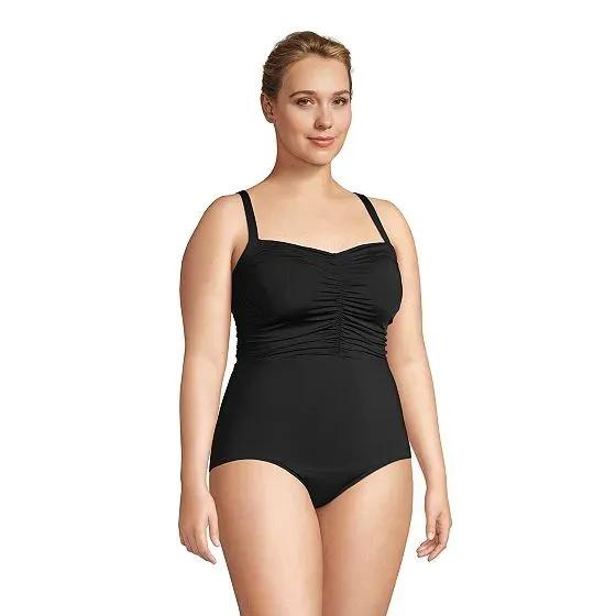 Women's Plus Size   Tummy Control Sweetheart One Piece Swimsuit Adjustable Straps