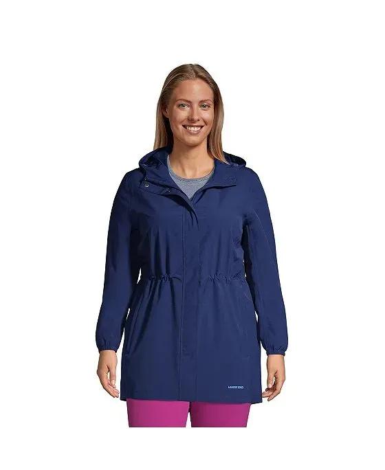Women's Plus Size Waterproof Hooded Packable Raincoat
