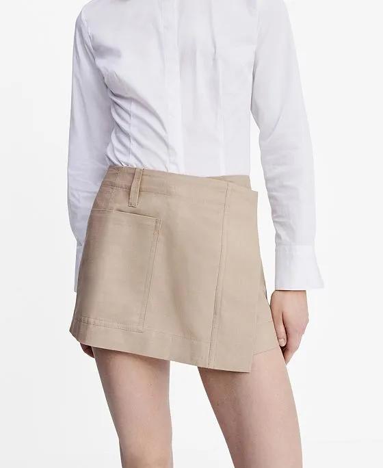 Women's Pocket Crossed Mini Skirt