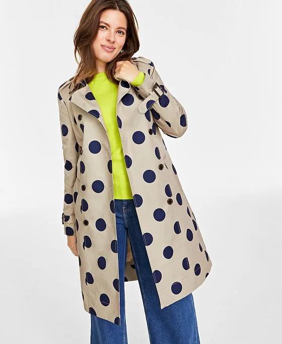 Women's Polka Dot Trench Coat, Created for Macy’s