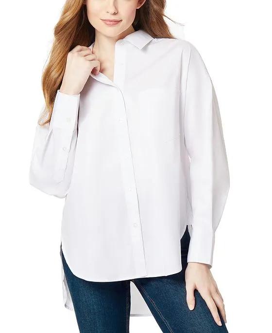 Women's Poplin Oversized Drop-Hem Shirt